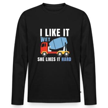 Cement Worker Concrete Mixer Finisher Cement Mixer - Men's Premium Organic Long Sleeve Shirt - black - Front - Nico (187cm)