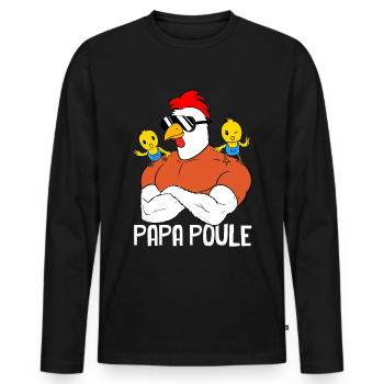 Papa Poule Et Poussins Super Cadeau Papa Drôle - T-shirt manches longues Premium bio Homme - noir - Devant - Nico (187cm)