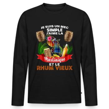 La Martinique Rhum Vieux Madras Vacances Homme - T-shirt manches longues Premium bio Homme - noir - Devant - Nico (187cm)