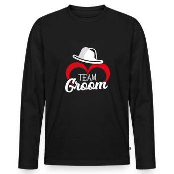 Marié de mariage marié assorti - T-shirt manches longues Premium bio Homme - noir - Devant - Nico (187cm)