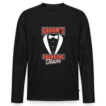 Marié de mariage marié assorti - T-shirt manches longues Premium bio Homme - noir - Devant - Nico (187cm)