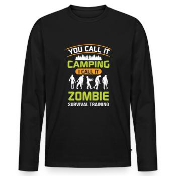 Camping Outdoor Mountain Camper Wandern Camping - Männer Premium Bio Langarmshirt - Schwarz - Vorne - Nico (187cm)