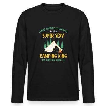 Camping Outdoor Mountain Camper Wandern Camping - Männer Premium Bio Langarmshirt - Schwarz - Vorne - Nico (187cm)