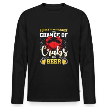 Crab Eating Crabs Lover Lobster Crabbing Seafood - Men's Premium Organic Long Sleeve Shirt - black - Front - Nico (187cm)