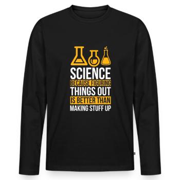 Sciences Chimie Biologie Professeur de physique - T-shirt manches longues Premium bio Homme - noir - Devant - Nico (187cm)