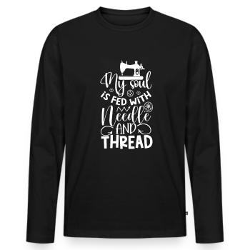 Sewing Quote Seamstress Tailor Quilting Sewing - Men's Premium Organic Long Sleeve Shirt - black - Front - Nico (187cm)