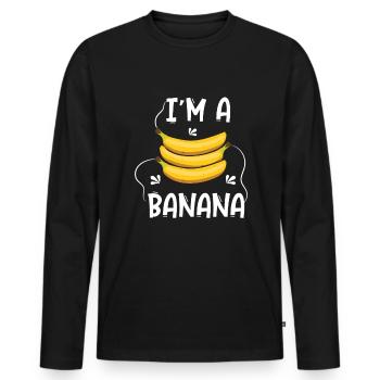Drôle d’amateur de fruits de banane - T-shirt manches longues Premium bio Homme - noir - Devant - Nico (187cm)