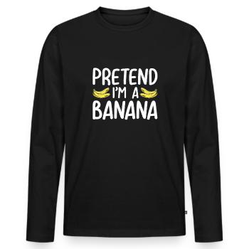 Drôle d’amateur de fruits de banane - T-shirt manches longues Premium bio Homme - noir - Devant - Nico (187cm)
