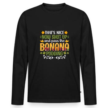 Drôle d’amateur de fruits de banane - T-shirt manches longues Premium bio Homme - noir - Devant - Nico (187cm)