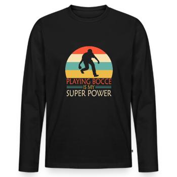 Joueur de pétanque drôle de pétanque - T-shirt manches longues Premium bio Homme - noir - Devant - Nico (187cm)
