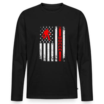 Joueur de pétanque drôle de pétanque - T-shirt manches longues Premium bio Homme - noir - Devant - Nico (187cm)