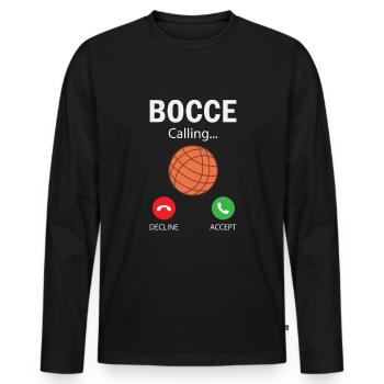 Joueur de pétanque drôle de pétanque - T-shirt manches longues Premium bio Homme - noir - Devant - Nico (187cm)