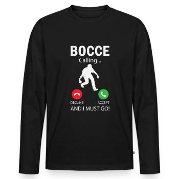 Joueur de pétanque drôle de pétanque - T-shirt manches longues Premium bio Homme - noir - Devant - Nico (187cm)