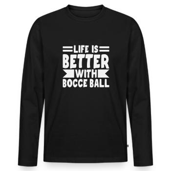 Joueur de pétanque drôle de pétanque - T-shirt manches longues Premium bio Homme - noir - Devant - Nico (187cm)