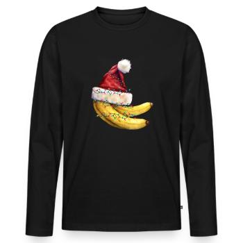 Amateur de fruits de banane Bananes drôles de bananes - T-shirt manches longues Premium bio Homme - noir - Devant - Nico (187cm)