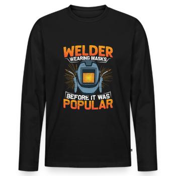 Welding Quote Men Welder Funny Dad Welding Worker - Men's Premium Organic Long Sleeve Shirt - black - Front - Nico (187cm)