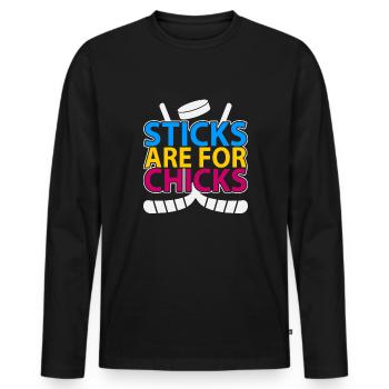 Field Hockey Hockey Player Sports - Men's Premium Organic Long Sleeve Shirt - black - Front - Nico (187cm)