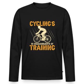 Cycliste Cycliste Cycliste Vélo Équitation VTT - T-shirt manches longues Premium bio Homme - noir - Devant - Nico (187cm)