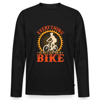 Cycliste Cycliste Cycliste Vélo Équitation VTT - T-shirt manches longues Premium bio Homme - noir - Devant - Nico (187cm)
