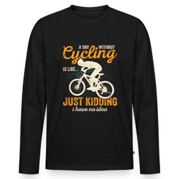 Cycliste Cycliste Cycliste Vélo Équitation VTT - T-shirt manches longues Premium bio Homme - noir - Devant - Nico (187cm)