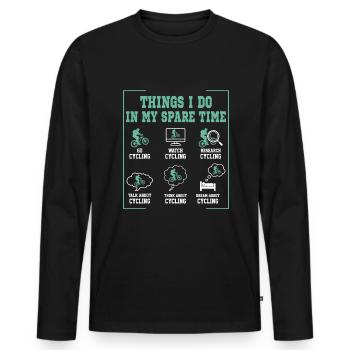 Cycliste Cycliste Cycliste Vélo Équitation VTT - T-shirt manches longues Premium bio Homme - noir - Devant - Nico (187cm)