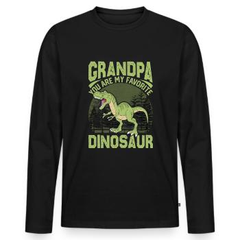 Drôle de dinosaure disant T Rex Dino - T-shirt manches longues Premium bio Homme - noir - Devant - Nico (187cm)