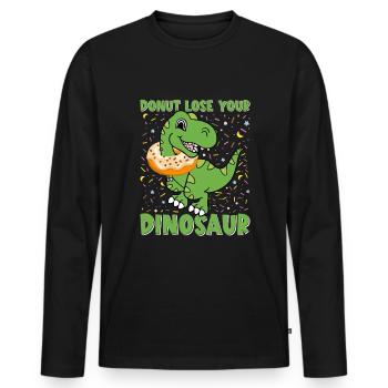 Drôle de dinosaure disant T Rex Dino - T-shirt manches longues Premium bio Homme - noir - Devant - Nico (187cm)