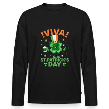 Journée de la Saint-Patrick irlandaise Drôle de la Saint-Patrick - T-shirt manches longues Premium bio Homme - noir - Devant - Nico (187cm)