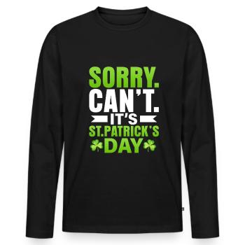 Journée de la Saint-Patrick irlandaise Drôle de la Saint-Patrick - T-shirt manches longues Premium bio Homme - noir - Devant - Nico (187cm)