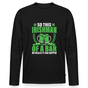 Journée de la Saint-Patrick irlandaise Drôle de la Saint-Patrick - T-shirt manches longues Premium bio Homme - noir - Devant - Nico (187cm)