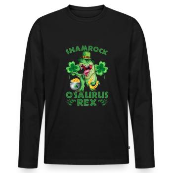 Journée de la Saint-Patrick irlandaise Drôle de la Saint-Patrick - T-shirt manches longues Premium bio Homme - noir - Devant - Nico (187cm)
