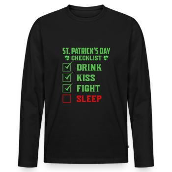 Journée de la Saint-Patrick irlandaise Drôle de la Saint-Patrick - T-shirt manches longues Premium bio Homme - noir - Devant - Nico (187cm)