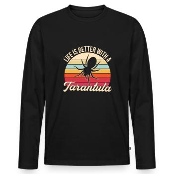 Spinnennetz Vogelspinne Spinnentier Spinnenliebhaber - Männer Premium Bio Langarmshirt - Schwarz - Vorne - Nico (187cm)