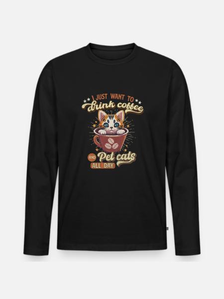Lustiger Spruch Kaffee trinken Zitat Kaffeeliebhaber - Männer Premium Bio Langarmshirt - Schwarz