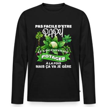 Papy Jardinier C'est Difficile Humour Jardin - T-shirt manches longues Premium bio Homme - noir - Devant - Nico (187cm)