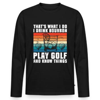 Bourbon & Golf Whikey Golfspieler Golfer - Men's Premium Organic Long Sleeve Shirt - black - Front - Nico (187cm)
