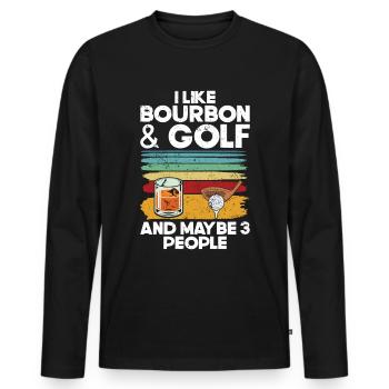 Bourbon & Golf Whikey Golfspieler Golfer - Men's Premium Organic Long Sleeve Shirt - black - Front - Nico (187cm)