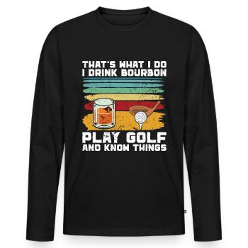 Bourbon & Golf Whikey Golfspieler Golfer - Men's Premium Organic Long Sleeve Shirt - black - Front - Nico (187cm)