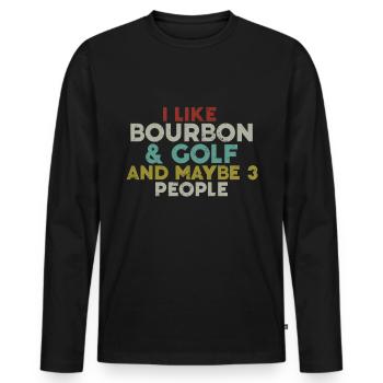 Bourbon & Golf Whikey Golfspieler Golfer - Men's Premium Organic Long Sleeve Shirt - black - Front - Nico (187cm)