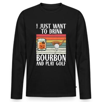 Bourbon & Golf Whikey Golfspieler Golfer - Men's Premium Organic Long Sleeve Shirt - black - Front - Nico (187cm)