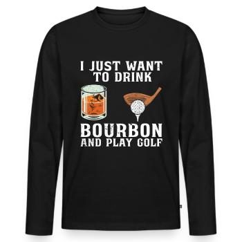 Bourbon & Golf Whikey Golfspieler Golfer - Men's Premium Organic Long Sleeve Shirt - black - Front - Nico (187cm)