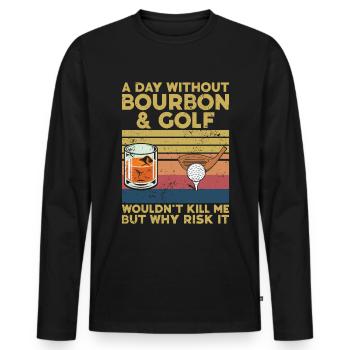 Bourbon & Golf Whikey Golfspieler Golfer - Men's Premium Organic Long Sleeve Shirt - black - Front - Nico (187cm)
