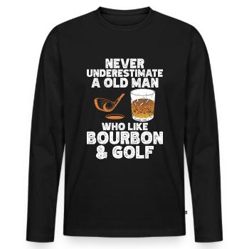 Bourbon & Golf Whikey Golfspieler Golfer - Men's Premium Organic Long Sleeve Shirt - black - Front - Nico (187cm)