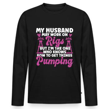 Travailleur pétrolier Rig Roughneck Oilfield Woman - T-shirt manches longues Premium bio Homme - noir - Devant - Nico (187cm)