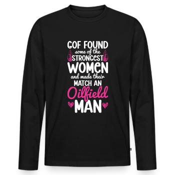 Travailleur pétrolier Rig Roughneck Oilfield Woman - T-shirt manches longues Premium bio Homme - noir - Devant - Nico (187cm)