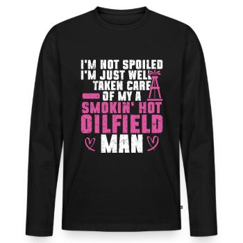 Travailleur pétrolier Rig Roughneck Oilfield Woman - T-shirt manches longues Premium bio Homme - noir - Devant - Nico (187cm)