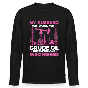 Travailleur pétrolier Rig Roughneck Oilfield Woman - T-shirt manches longues Premium bio Homme - noir - Devant - Nico (187cm)
