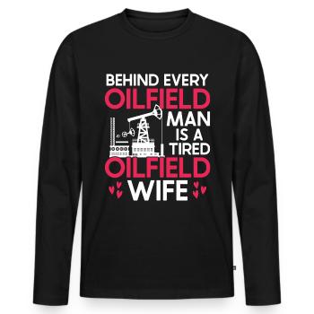 Travailleur pétrolier Rig Roughneck Oilfield Woman - T-shirt manches longues Premium bio Homme - noir - Devant - Nico (187cm)