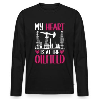 Travailleur pétrolier Rig Roughneck Oilfield Woman - T-shirt manches longues Premium bio Homme - noir - Devant - Nico (187cm)