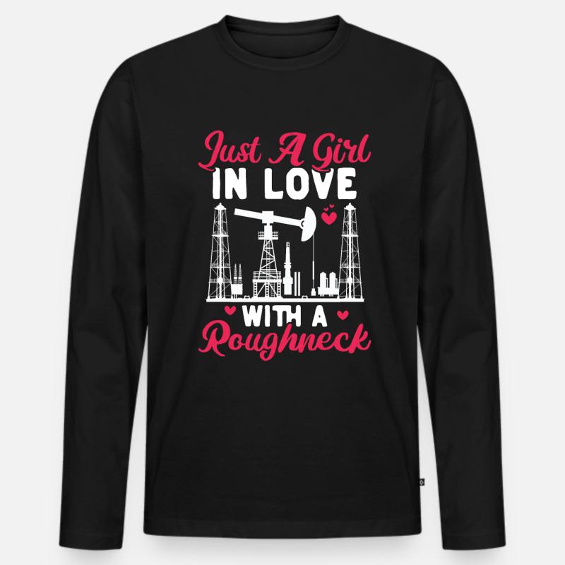 Ölfeldarbeiter Rig Roughneck Ölfeldfrau - Männer Premium Bio Langarmshirt - Schwarz